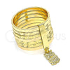 Anillo Elegante 01.253.0034.1.07 Oro Laminado, Diseño de Semanario y Búho, Diamantado, Tono Dorado (Size 7)