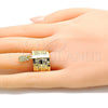 Anillo Elegante 01.253.0034.1.08 Oro Laminado, Diseño de Semanario y Búho, Diamantado, Tono Dorado (Size 8)