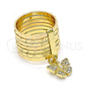 Anillo Multi Piedra 01.253.0035.1.07 Oro Laminado, Diseño de Semanario y Mariposa, con Blanca Cristal, Diamantado, Tono Dorado (Size 7)