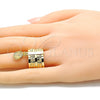 Anillo Elegante 01.253.0037.1.07 Oro Laminado, Diseño de Semanario y San Judas, Diamantado, Tono Dorado (Size 7)