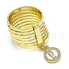 Anillo Elegante 01.253.0037.1.07 Oro Laminado, Diseño de Semanario y San Judas, Diamantado, Tono Dorado (Size 7)