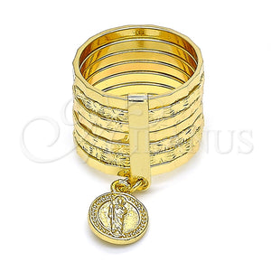 Anillo Elegante 01.253.0037.1.07 Oro Laminado, Diseño de Semanario y San Judas, Diamantado, Tono Dorado (Size 7)