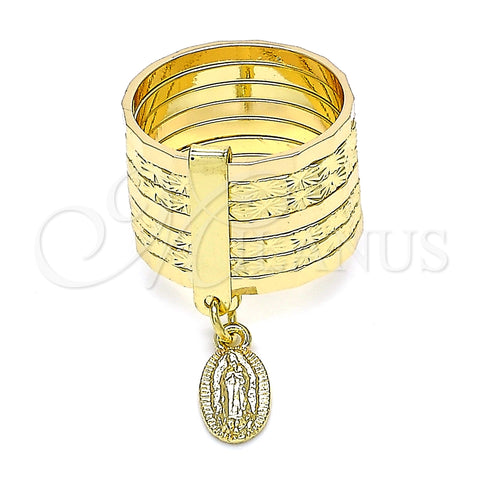 Anillo Elegante 01.253.0038.1.08 Oro Laminado, Diseño de Semanario y Guadalupe, Diamantado, Tono Dorado (Size 8)