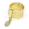 Anillo Elegante 01.253.0038.1.09 Oro Laminado, Diseño de Semanario y Guadalupe, Diamantado, Tono Dorado (Size 9)
