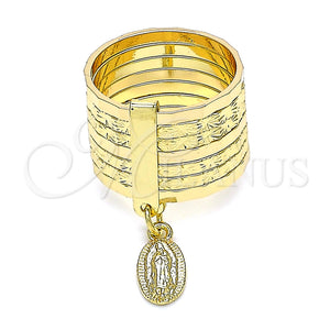 Anillo Elegante 01.253.0038.1.09 Oro Laminado, Diseño de Semanario y Guadalupe, Diamantado, Tono Dorado (Size 9)