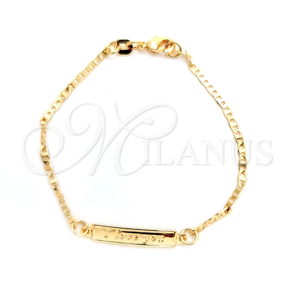 Pulsera con Placa 03.32.0285.06 Oro Laminado, Diseño de Mariner y Amor, Pulido, Tono Dorado