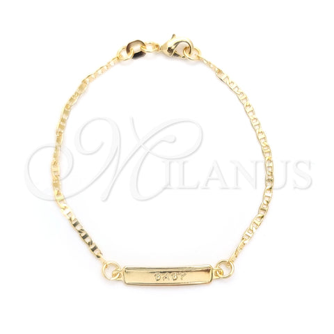 Pulsera con Placa 03.32.0287.06 Oro Laminado, Diseño de Mariner, Pulido, Tono Dorado