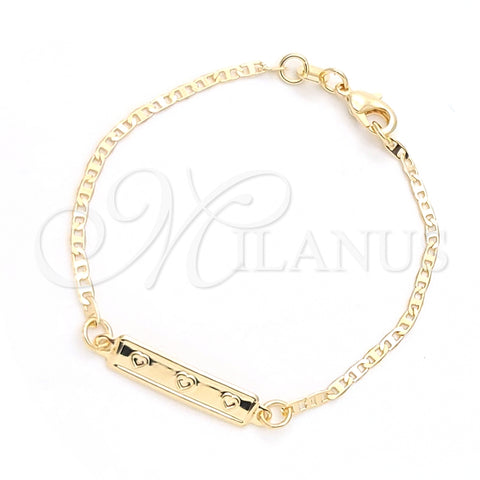 Pulsera con Placa 03.32.0288.06 Oro Laminado, Diseño de Corazón y Mariner, Pulido, Tono Dorado (6 Inches Length)