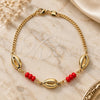 Pulsera Elegante 03.32.0299.07 Oro Laminado, Diseño de Concha y Cubana Concava, con Opal Topacio, Pulido, Tono Dorado (7 Pulgadas de Largo)