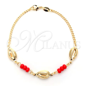 Pulsera Elegante 03.32.0299.07 Oro Laminado, Diseño de Concha y Cubana Concava, con Topacio Opal, Pulido, Tono Dorado (7 Inches Length)