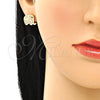 Arete Dormilona 02.210.0355 Oro Laminado, Diseño de Elefante, con Blanca and Negro Micro Pave, Pulido, Tono Dorado