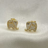 Arete Dormilona 02.210.0355 Oro Laminado, Diseño de Elefante, con Blanca and Negro Micro Pave, Pulido, Tono Dorado