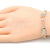 Pulsera Elegante 03.210.0138.08 Oro Laminado, Diseño de Elefante y Oja, con Blanca Micro Pave and Blanca Zirconia Cubica, Pulido, Tono Dorado (10 MM Thickness, 8 Inches Length)