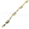 Pulsera Elegante 03.210.0138.08 Oro Laminado, Diseño de Elefante y Oja, con Blanca Micro Pave and Blanca Zirconia Cubica, Pulido, Tono Dorado (10 MM Thickness, 8 Inches Length)