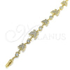 Pulsera Elegante 03.210.0141.08 Oro Laminado, Diseño de Mariposa y Oja, con Blanca Micro Pave and Blanca Zirconia Cubica, Pulido, Tono Dorado (12 MM Thickness, 8 Inches Length)