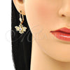 Juego de Arete y Dije de Adulto 10.210.0140 Oro Laminado, Diseño de Abeja, con Blanca Zirconia Cubica, Pulido, Tono Dorado