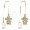 Arete Violador 02.210.0359 Oro Laminado, Diseño de Niñita Pequeña, con Blanca Micro Pave, Pulido, Tono Dorado