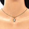Juego de Arete y Dije de Adulto 10.210.0142 Oro Laminado, Diseño de Niñita Pequeña, con Blanca Micro Pave, Pulido, Tono Dorado