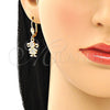 Juego de Arete y Dije de Adulto 10.210.0142 Oro Laminado, Diseño de Niñita Pequeña, con Blanca Micro Pave, Pulido, Tono Dorado