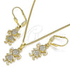 Juego de Arete y Dije de Adulto 10.210.0142 Oro Laminado, Diseño de Niñita Pequeña, con Blanca Micro Pave, Pulido, Tono Dorado