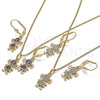 Juego de Arete y Dije de Adulto 10.210.0142 Oro Laminado, Diseño de Niñita Pequeña, con Blanca Micro Pave, Pulido, Tono Dorado