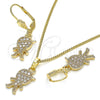 Juego de Arete y Dije de Adulto 10.210.0143 Oro Laminado, Diseño de Niñito Pequeño, con Blanca Micro Pave, Pulido, Tono Dorado