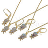 Juego de Arete y Dije de Adulto 10.210.0143.1 Oro Laminado, Diseño de Niñito Pequeño, con Multicolor Micro Pave, Pulido, Tono Dorado