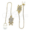Arete Violador 02.210.0360 Oro Laminado, Diseño de Niñito Pequeño, con Blanca Micro Pave, Pulido, Tono Dorado