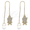 Arete Violador 02.210.0360 Oro Laminado, Diseño de Niñito Pequeño, con Blanca Micro Pave, Pulido, Tono Dorado