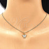 Juego de Arete y Dije de Adulto 10.210.0148 Oro Laminado, Diseño de Mariposa, con Blanca Micro Pave, Pulido, Tono Dorado