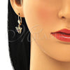 Juego de Arete y Dije de Adulto 10.210.0148.1 Oro Laminado, Diseño de Mariposa, con Multicolor Micro Pave, Pulido, Tono Dorado