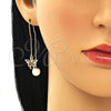 Arete Violador 02.210.0365.1 Oro Laminado, Diseño de Mariposa, con Multicolor Micro Pave, Pulido, Tono Dorado
