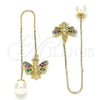 Arete Violador 02.210.0366.1 Oro Laminado, Diseño de Abeja, con Multicolor Micro Pave, Pulido, Tono Dorado