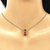 Juego de Arete y Dije de Adulto 10.284.0007.1 Oro Laminado, Diseño de Baguette, con Zirconia Cubica Multicolor, Pulido, Tono Dorado