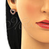 Juego de Arete y Dije de Adulto 10.284.0009.1 Oro Laminado, Diseño de Corazón, con Granate Zirconia Cubica, Pulido, Tono Dorado