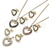 Juego de Arete y Dije de Adulto 10.284.0009.1 Oro Laminado, Diseño de Corazón, con Granate Zirconia Cubica, Pulido, Tono Dorado
