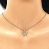 Juego de Arete y Dije de Adulto 10.284.0012 Oro Laminado, Diseño de Mariposa, con Blanca Micro Pave, Pulido, Tono Dorado