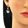 Juego de Arete y Dije de Adulto 10.284.0012 Oro Laminado, Diseño de Mariposa, con Blanca Micro Pave, Pulido, Tono Dorado