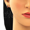 Arete Dormilona 02.210.0369.1 Oro Laminado, Diseño de Abeja, con Granate Zirconia Cubica and Blanca Micro Pave, Pulido, Tono Dorado