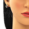 Arete Dormilona 02.210.0372.1 Oro Laminado, Diseño de Cisne, con Granate Zirconia Cubica and Blanca Micro Pave, Pulido, Tono Dorado
