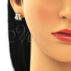 Arete Dormilona 02.210.0373 Oro Laminado, Diseño de Niñita Pequeña y Niñito Pequeño, con Blanca Zirconia Cubica, Pulido, Tono Dorado