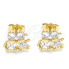 Arete Dormilona 02.210.0373 Oro Laminado, Diseño de Niñita Pequeña y Niñito Pequeño, con Blanca Zirconia Cubica, Pulido, Tono Dorado