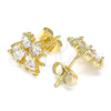 Arete Dormilona 02.210.0373 Oro Laminado, Diseño de Niñita Pequeña y Niñito Pequeño, con Blanca Zirconia Cubica, Pulido, Tono Dorado