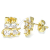 Arete Dormilona 02.210.0373 Oro Laminado, Diseño de Niñita Pequeña y Niñito Pequeño, con Blanca Zirconia Cubica, Pulido, Tono Dorado