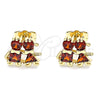 Arete Dormilona 02.210.0373.1 Oro Laminado, Diseño de Niñita Pequeña y Niñita Pequeña, con Granate Zirconia Cubica, Pulido, Tono Dorado