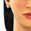 Arete Dormilona 02.210.0374 Oro Laminado, Diseño de Mariposa, con Blanca Zirconia Cubica and Blanca Micro Pave, Pulido, Tono Dorado