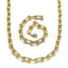 Collar y Pulsera 10.341.0004 Oro Laminado, Diseño de Oval y Bola, Pulido, Tono Dorado