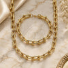 Collar y Pulsera 10.341.0004 Oro Laminado, Diseño de Oval y Bola, Pulido, Tono Dorado
