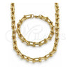 Collar y Pulsera 10.341.0004 Oro Laminado, Diseño de Oval y Bola, Pulido, Tono Dorado
