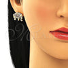 Juego de Arete y Dije de Adulto 10.316.0020.4 Oro Laminado, Diseño de Elefante, con Amatista Micro Pave, Pulido, Tono Dorado